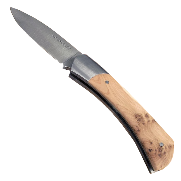 Couteau Aventure en bois de Genévrier ouvert