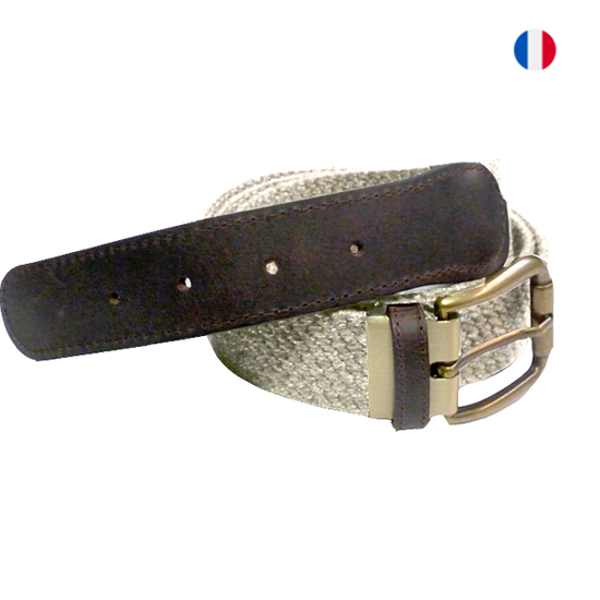 Elastic strap belt & leather traditional buckle