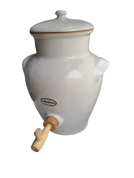 Vinaigrier en grès blanc 3L poterie artisanale Turgis