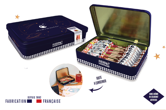 Boite métal 20 sucettes assorties