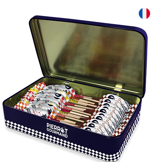 Boite métal 20 sucettes assorties