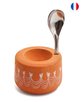 Wooden egg cup set with spoon