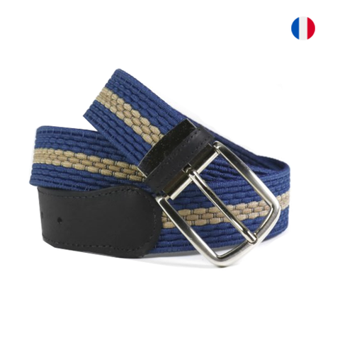 Ceinture tressée élastique - Embout cuir