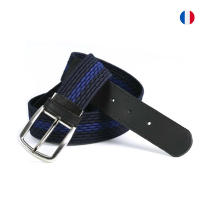 Ceinture tressée élastique - Embout cuir