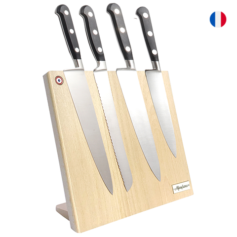 Manufrance light wood magnetic knife holder on rear base