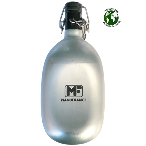 Manufrance the original oval gray metal water bottle