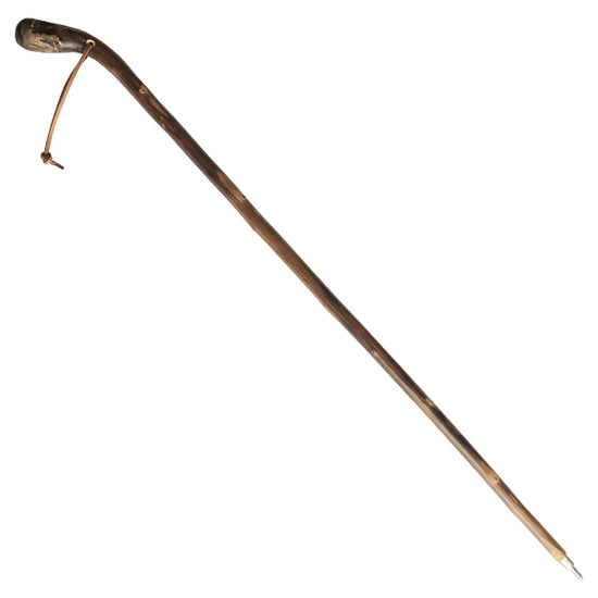 Walking stick made of natural root wood, flamed and varnished